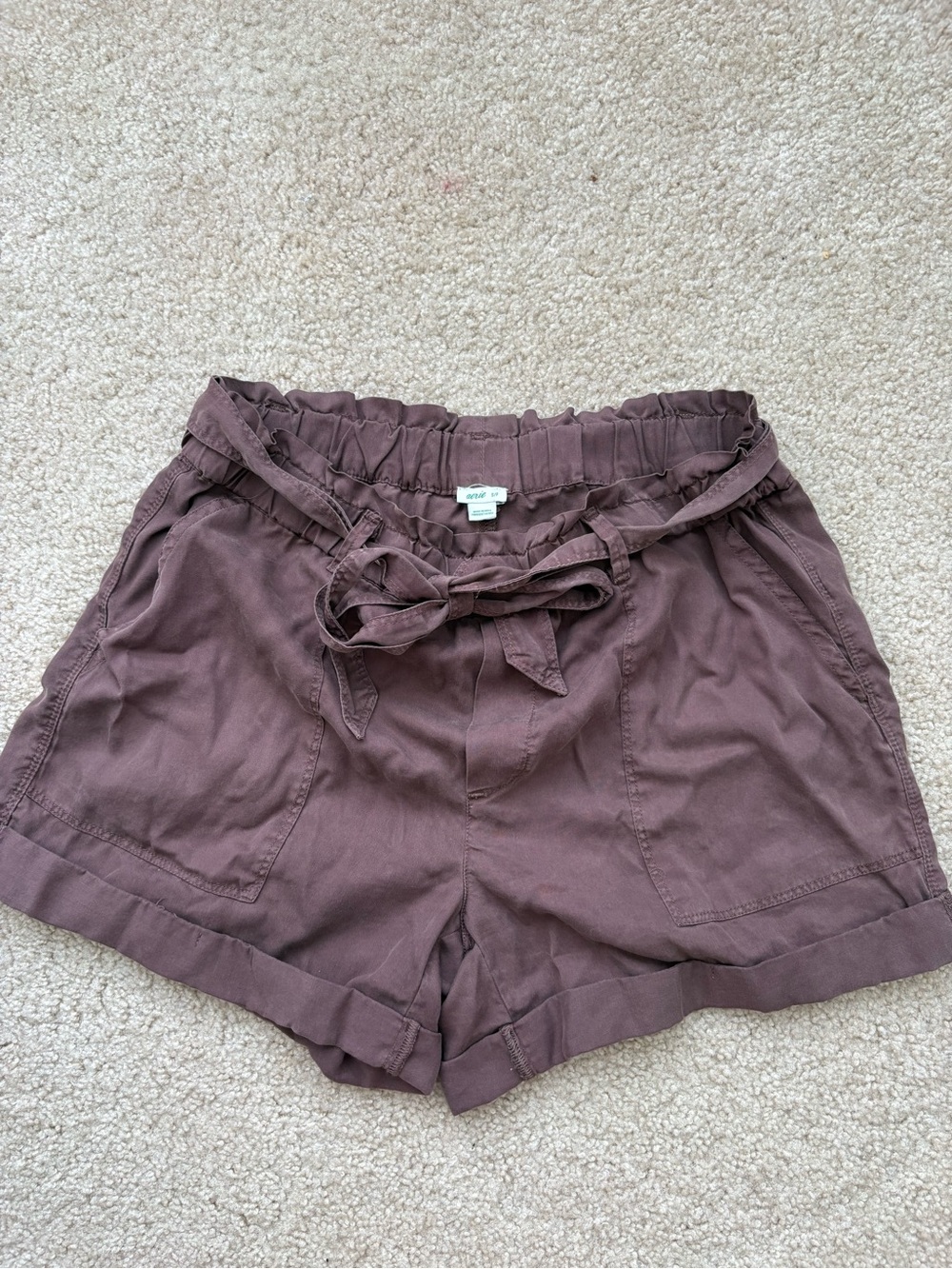 aerie Mauve High-Waist Tie-Belt Shorts
